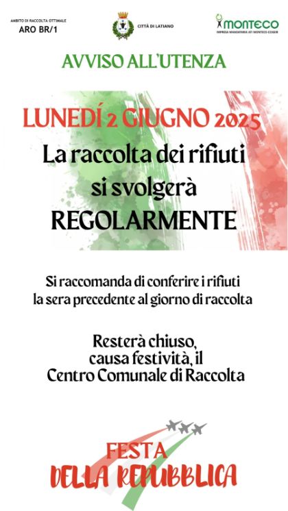 Avviso all'utenza - raccolta rifiuti