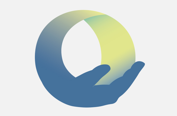 una mano di colore blu e verde